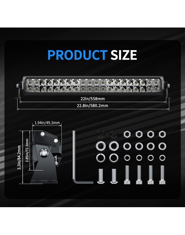 20" (50.8 cm) "D5 Double row" serijos žibintas 200W COMBO