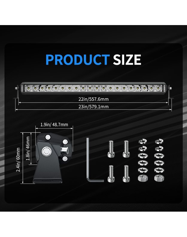 20" (50.8 cm) "D5 Single row" serijos žibintas 100W COMBO