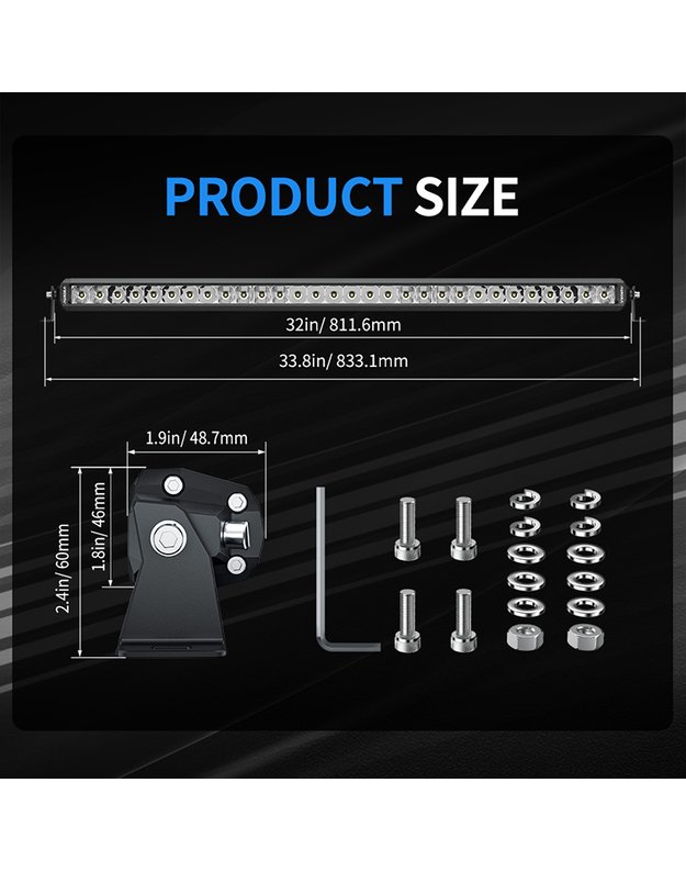 30" (76.2 cm) "D5 Single row" serijos žibintas 150W COMBO