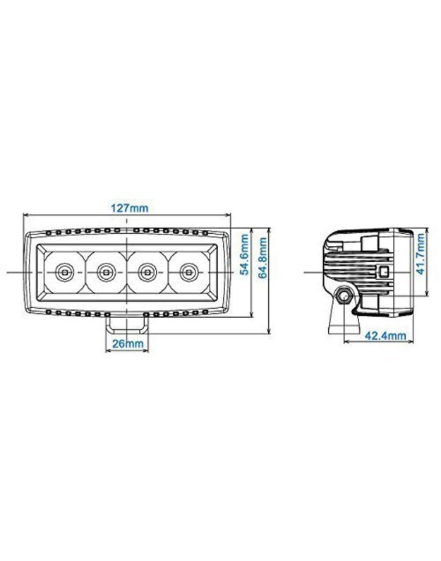 4" (10,1cm) "Single row" serijos žibintas 20W FLOOD